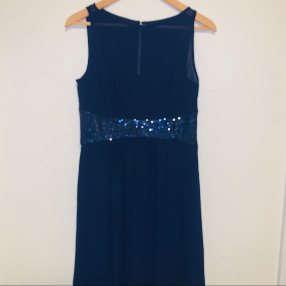 Chaps Navy Sequined Georgette Evening Gown - Picture 3 of 4